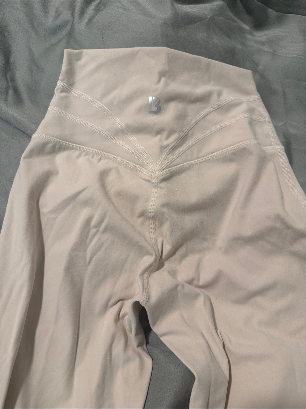 BuffBunny High-Waist Cream Flared Leggings - Picture 3 of 3